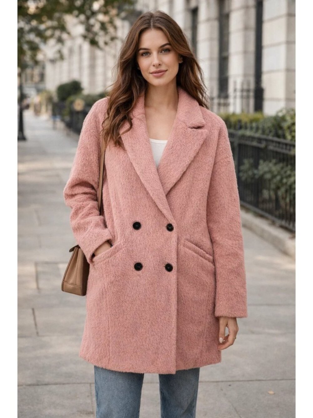 Sanctuary Double Breasted Dusty Pink Coat, size small, worn 1 time!